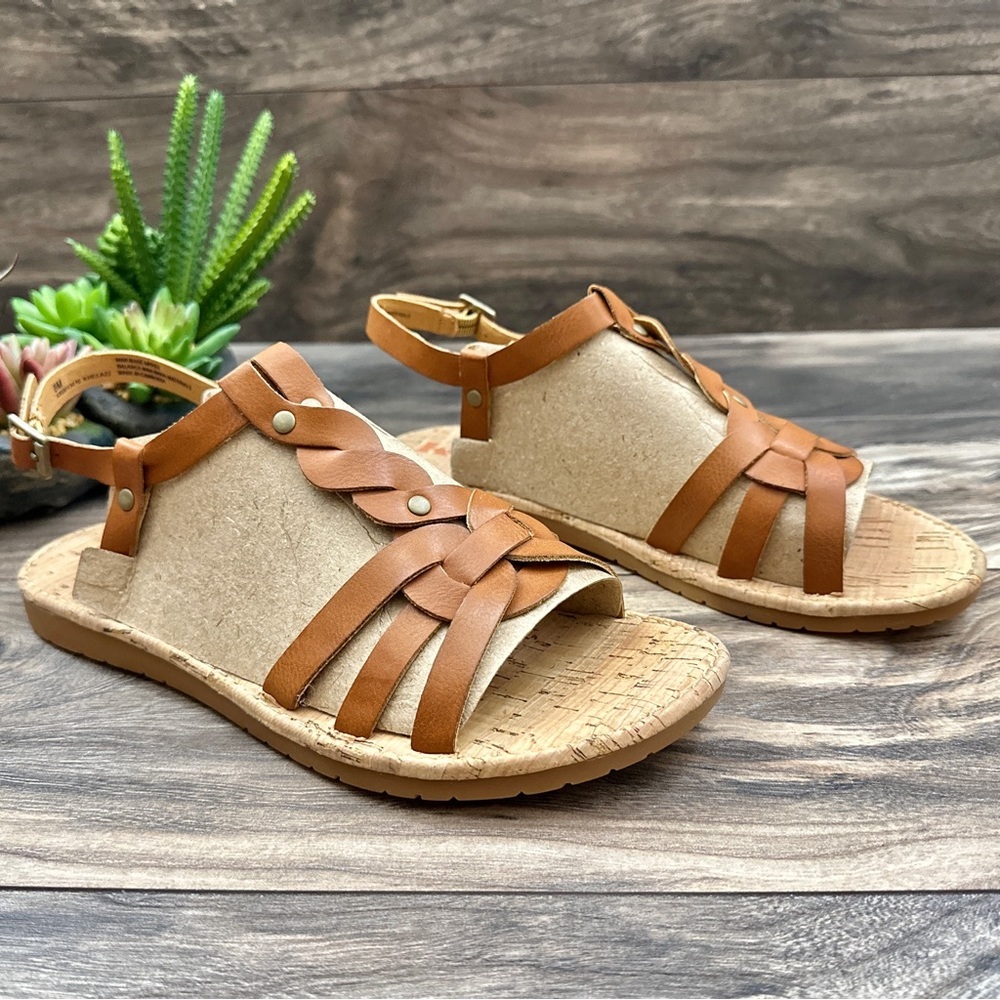 NIB Korks by Kork Ease Sawyer Slingback Strappy Flat Sandal Tan - Picture 5 of 13